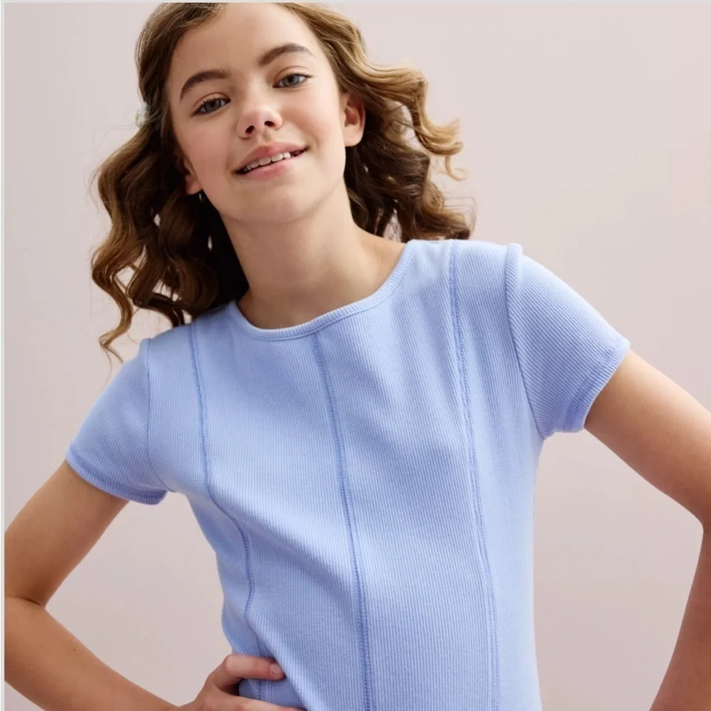 Be Only You B.O.Y. Girls Size Small Seamless Knit Mini Dress Light Blue Short